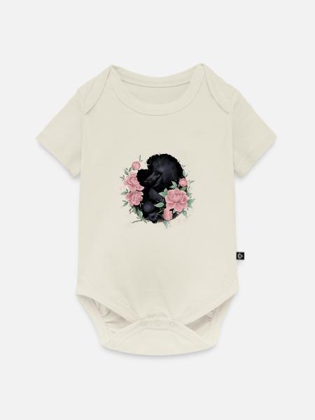 Pudel schwarz - Baby Premium Kurzarmbody - Naturweiß