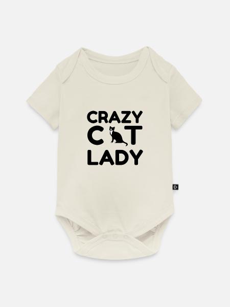 CRAZY CAT LADY - Baby Premium Kurzarmbody - Naturweiß