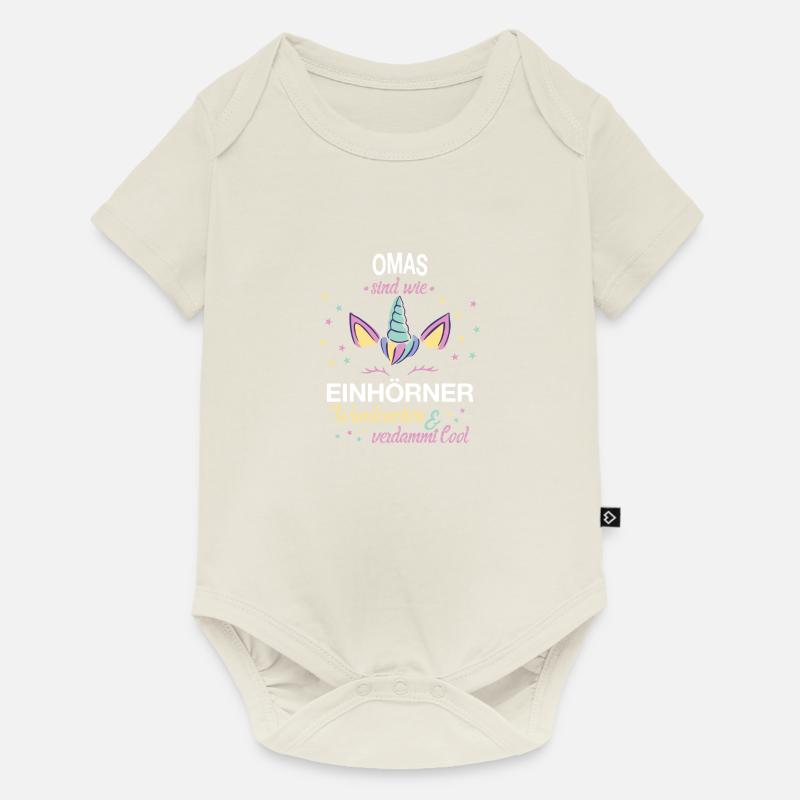 Oma Omas Großmutter Spruch Einhorn - Baby Premium Kurzarmbody - Naturweiß