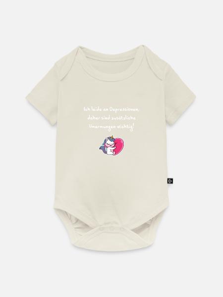 Ich leide an Depressionen, zusätzliche Umarmungen - Baby Premium Kurzarmbody - Naturweiß