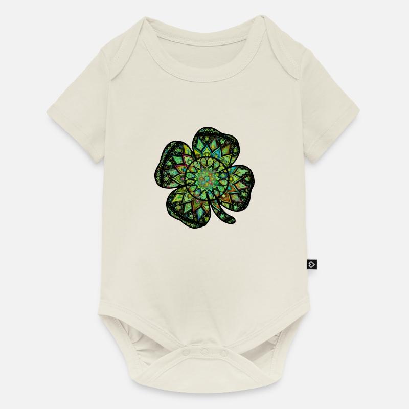 Mandala de shamrock de la Saint-Patrick - Body à manches courtes Premium Bébé - blanc cassé