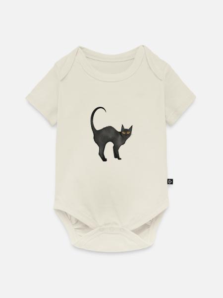Katze Schwarz - Baby Premium Kurzarmbody - Naturweiß