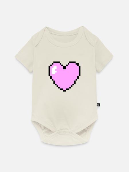 Rosa Pixel Herz - Baby Premium Kurzarmbody - Naturweiß