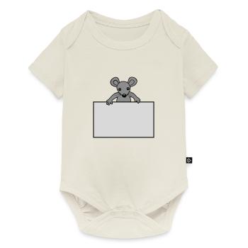 Mouse with shield - Baby Premium short-sleeve bodysuit - off white - Front