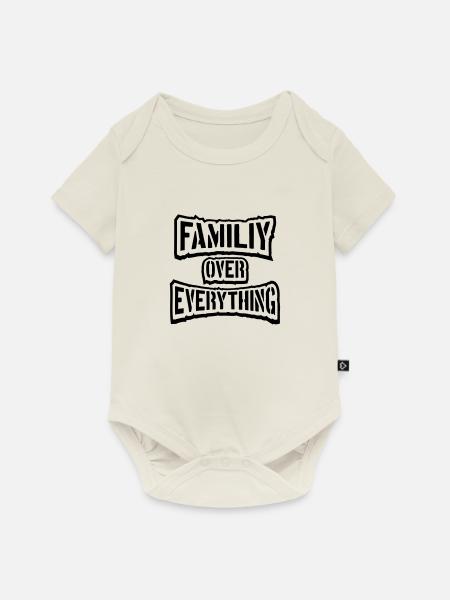 Familiy Over Everything - Baby Premium Kurzarmbody - Naturweiß