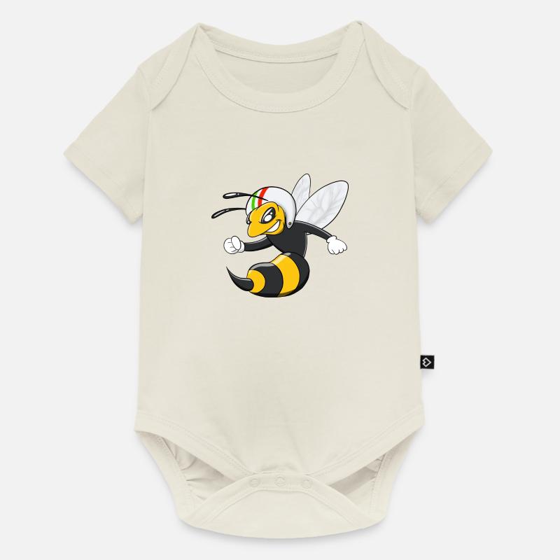Frelon guêpe cool avec casque - Body à manches courtes Premium Bébé - blanc cassé
