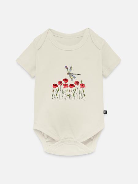 Libelle - Baby Premium Kurzarmbody - Naturweiß
