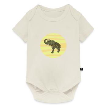Edelfant Elefant im typisch afrikanischen Look. - Baby Premium Kurzarmbody - Naturweiß - Vorne