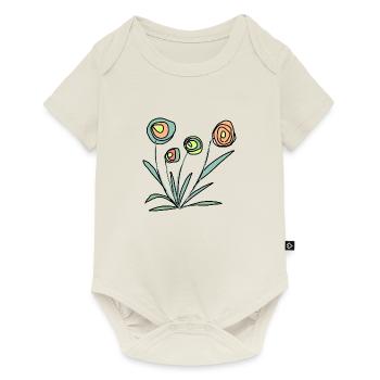 bunte Blumen - Baby Premium Kurzarmbody - Naturweiß - Vorne