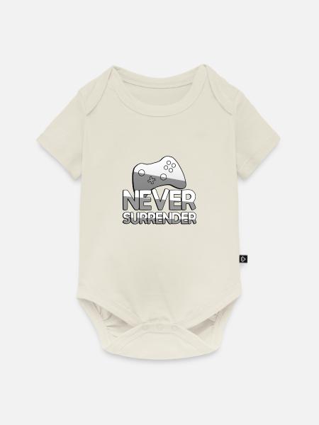 NEVER SURRENDER + Controller - Gaming - Baby Premium Kurzarmbody - Naturweiß