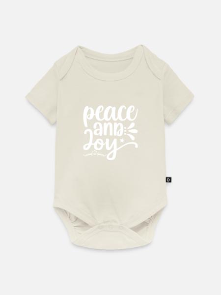 Peace and Joy - Baby Premium Kurzarmbody - Naturweiß