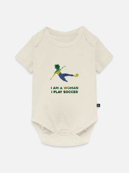 Frauenfußball - Baby Premium Kurzarmbody - Naturweiß