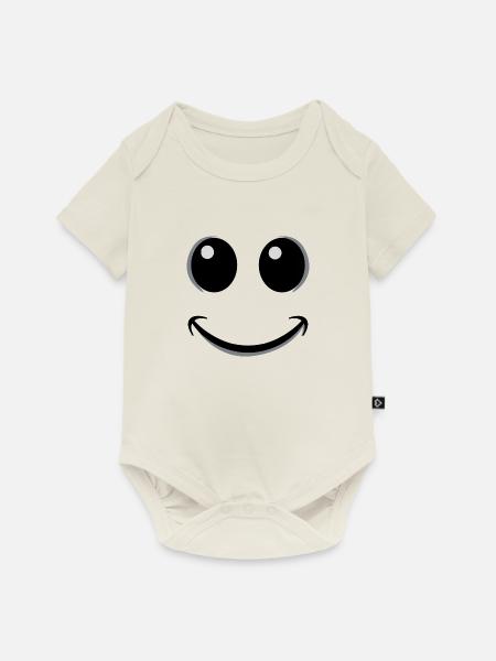 glückliches Gesicht - Baby Premium Kurzarmbody - Naturweiß