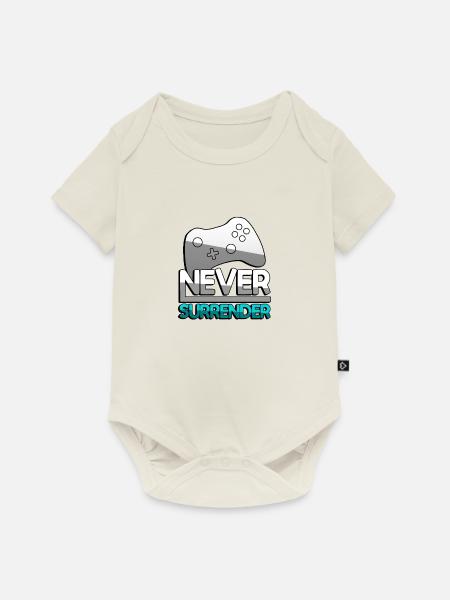 NEVER SURRENDER (Türkis) + Controller - Gaming - Baby Premium Kurzarmbody - Naturweiß