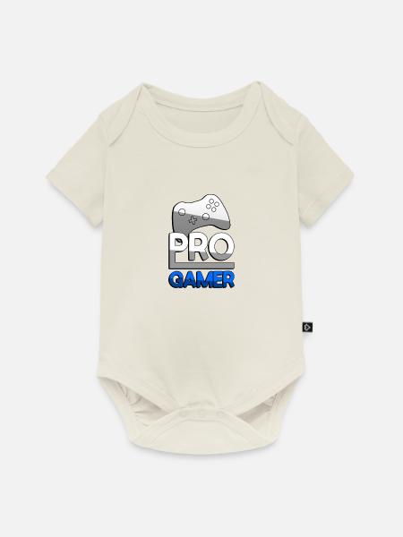 PRO GAMER (Blau) + Controller - Gaming - Baby Premium Kurzarmbody - Naturweiß