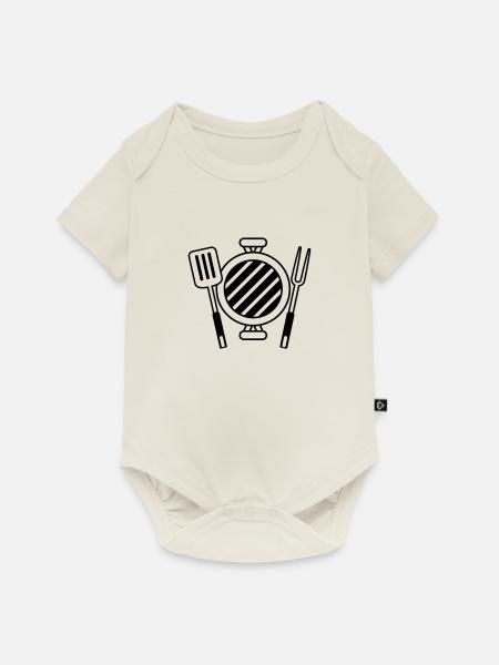 Kohlegrill BBQ Grillmeister Grillfest - Baby Premium Kurzarmbody - Naturweiß