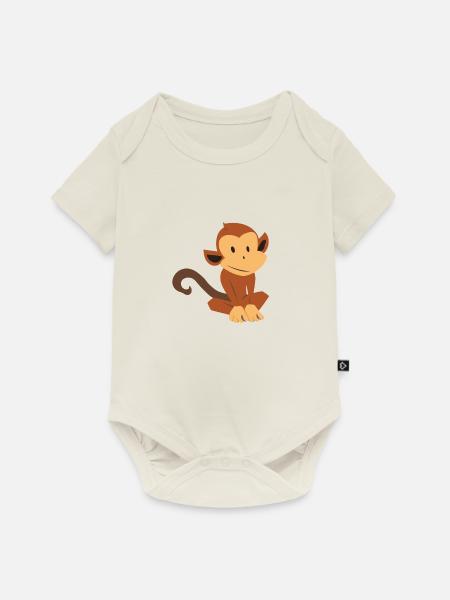 Süßes kleines Äffchen - Baby Premium Kurzarmbody - Naturweiß