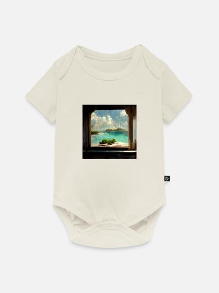 Paradise Island Painting - Baby Premium Kurzarmbody - Naturweiß