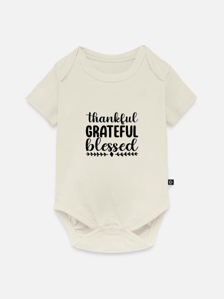 Thankful Grateful Blessed - Baby Premium Kurzarmbody - Naturweiß
