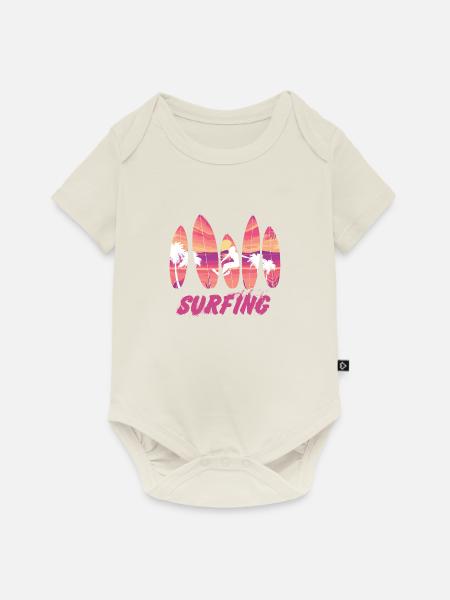 Surfing Surfboard Surfer Geschenksidee - Baby Premium Kurzarmbody - Naturweiß