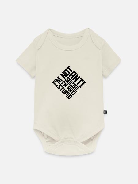 not antisocial anti stupid - Baby Premium Kurzarmbody - Naturweiß