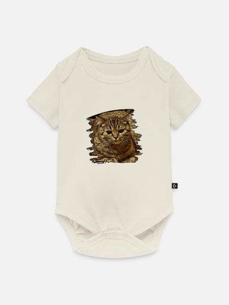 Katzengesicht5 - Baby Premium Kurzarmbody - Naturweiß