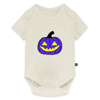 Halloween Spooky Pumpkin Lantern Vector - Baby Premium short-sleeve bodysuit - off white - Front