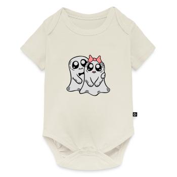 Couple Fantômes Homme Femme - Body à manches courtes Premium Bébé - blanc cassé - Devant