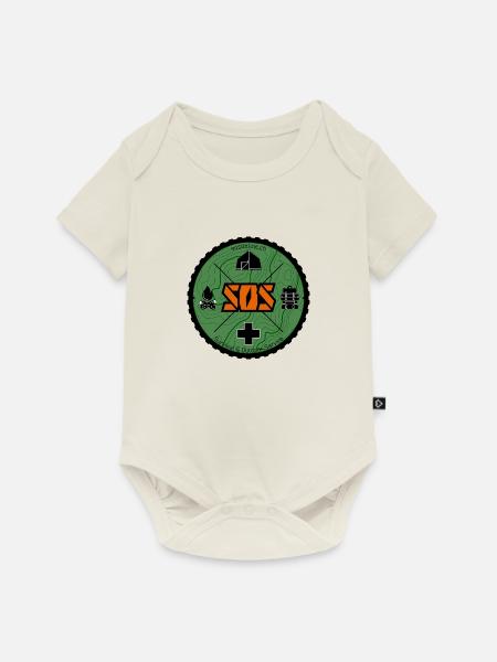 SOS Logo grün - Baby Premium Kurzarmbody - Naturweiß