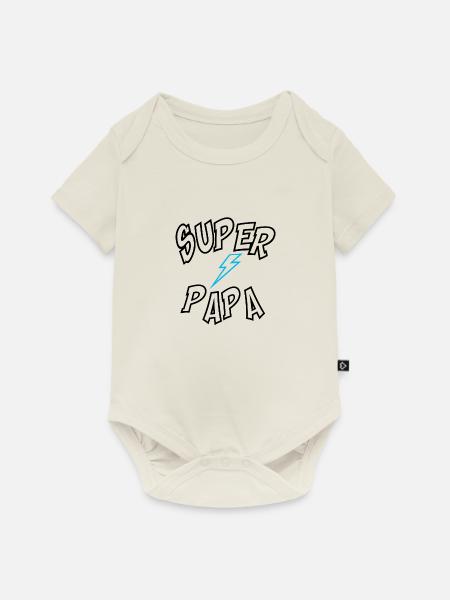 Super Papa - Baby Premium Kurzarmbody - Naturweiß