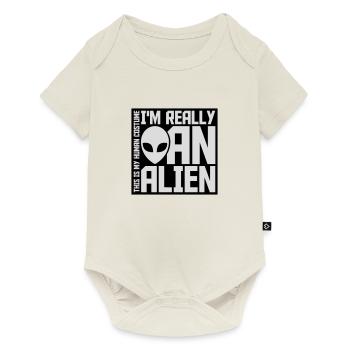 Citation extraterrestre de costume humain - Body à manches courtes Premium Bébé - blanc cassé - Devant