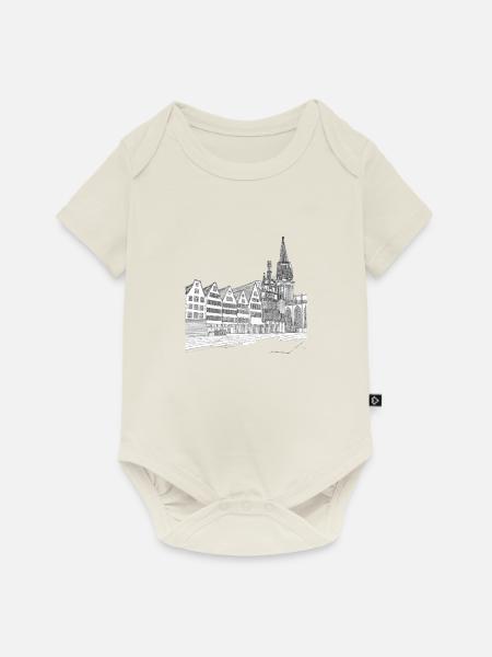 Münster Zeichnung - Baby Premium Kurzarmbody - Naturweiß