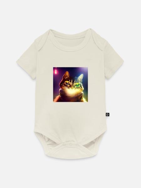 The Universe Cat - Baby Premium Kurzarmbody - Naturweiß