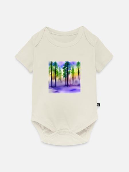 Abend im Aquarellwald - Baby Premium Kurzarmbody - Naturweiß