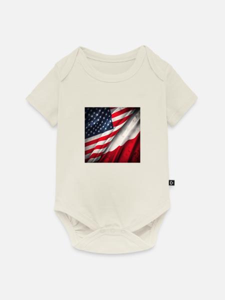 USA and Poland - Baby Premium Kurzarmbody - Naturweiß