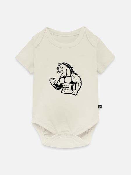 Starkes Pferd - Baby Premium Kurzarmbody - Naturweiß