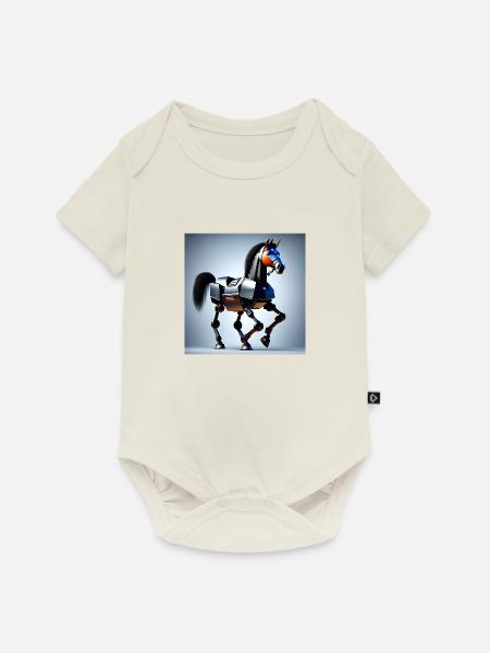 Roboterpferd Version 2 - Baby Premium Kurzarmbody - Naturweiß