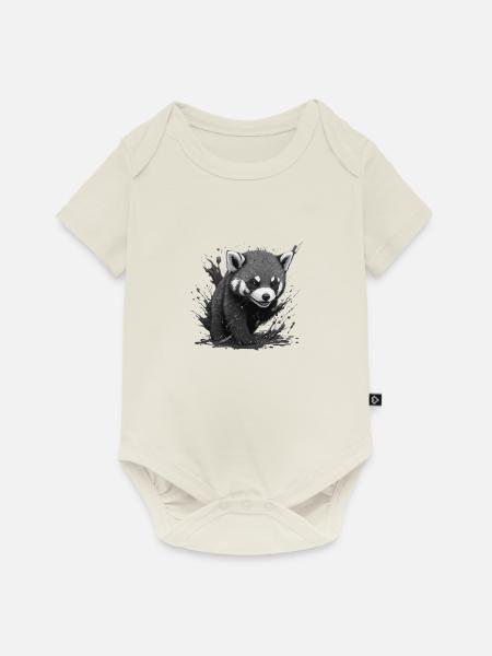 panda - Baby Premium Kurzarmbody - Naturweiß