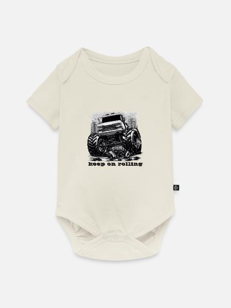 Monstertruck keep on rolling - Baby Premium Kurzarmbody - Naturweiß