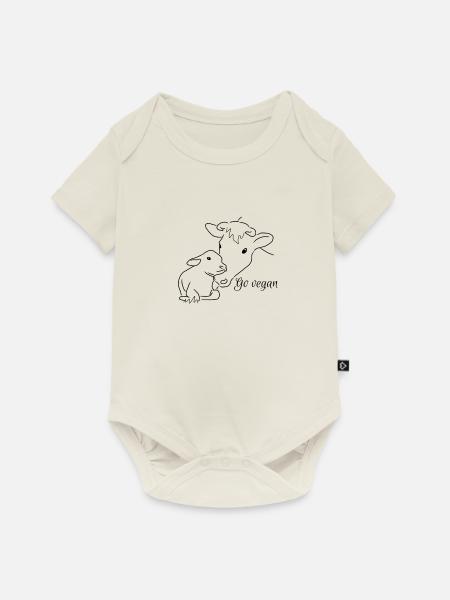 Go vegan-Mutterliebe Kuh 2.0 - Baby Premium Kurzarmbody - Naturweiß