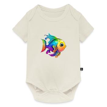 Fish Rainbow Drawing - Baby Premium short-sleeve bodysuit - off white - Front