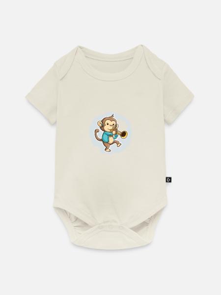 Jazziger Affe - Baby Premium Kurzarmbody - Naturweiß