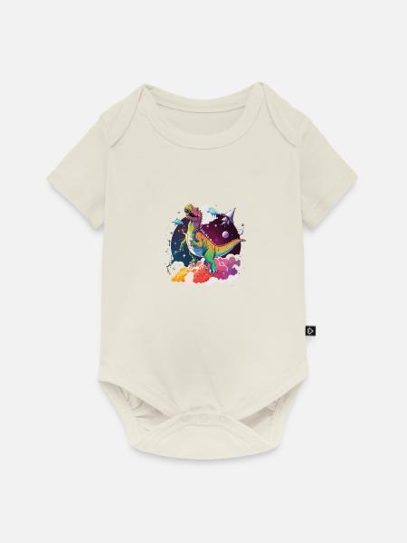 Interstellarer Dino - Baby Premium Kurzarmbody - Naturweiß