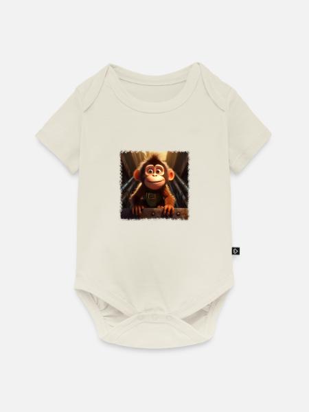 niedlicher Affe - Baby Premium Kurzarmbody - Naturweiß