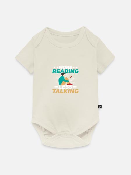 More Reading less Talking - Baby Premium Kurzarmbody - Naturweiß