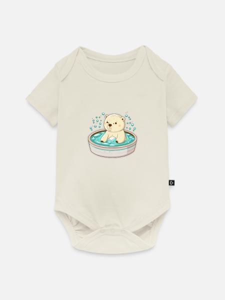 Entspannender Eisbär - Baby Premium Kurzarmbody - Naturweiß