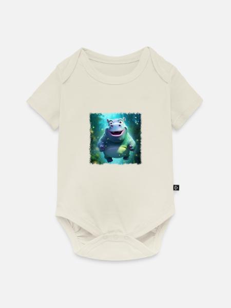 süßes Hippo - Baby Premium Kurzarmbody - Naturweiß