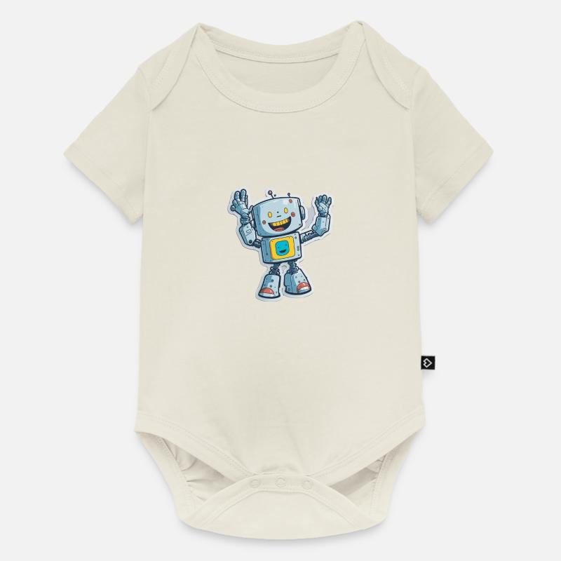 Robot Roboter Comic Cartoon Style - Baby Premium Kurzarmbody - Naturweiß