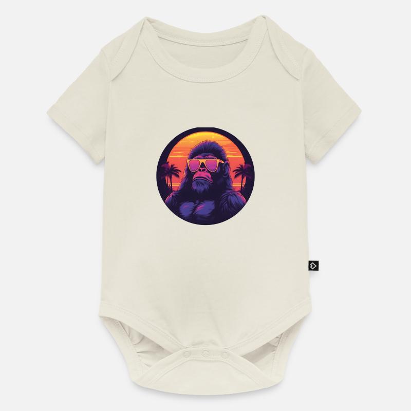 Synthwave gorilla Sunset - Baby Premium Kurzarmbody - Naturweiß