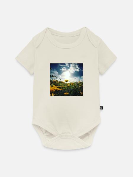 Blumenwiese - Baby Premium Kurzarmbody - Naturweiß